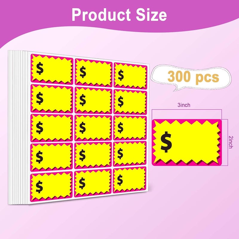 labelon 300 Pcs Removable Yard Sale Price Stickers, 2"x3" Self-Adhesive Price Tag Stickers for Garage Sale, Rummage Sale Price Labels for Retail, Flea Markets and Estate - Image 4